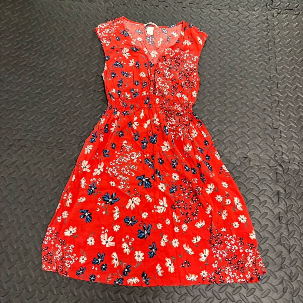 H&M Red Sleeveless V-Neck Sundress